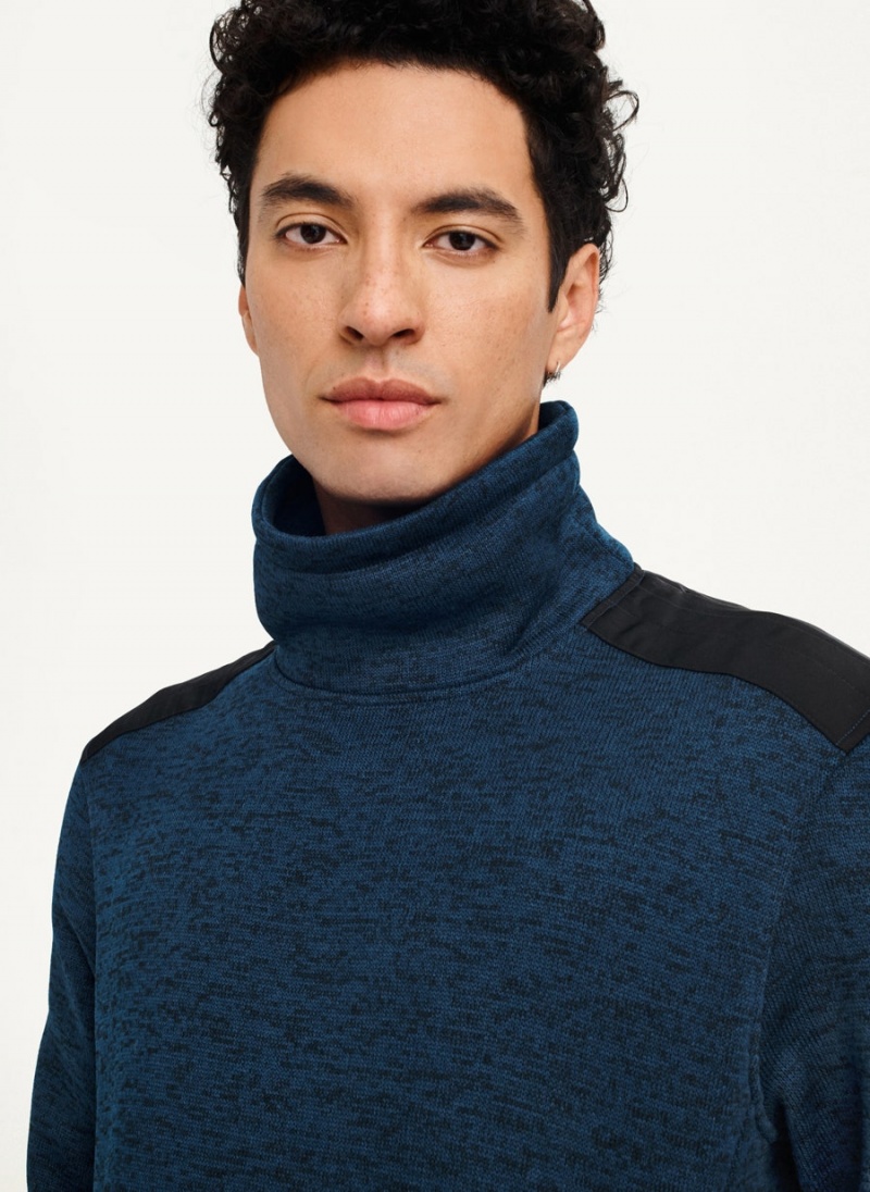 Navy Men's DKNY Funnel Neck Pullover Sweatshirts | Australia-D1471