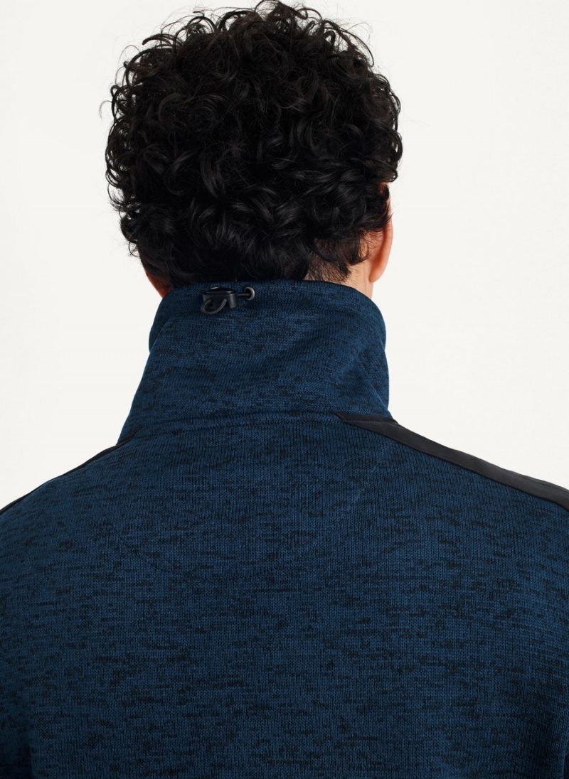 Navy Men's DKNY Funnel Neck Pullover Sweatshirts | Australia-D1471