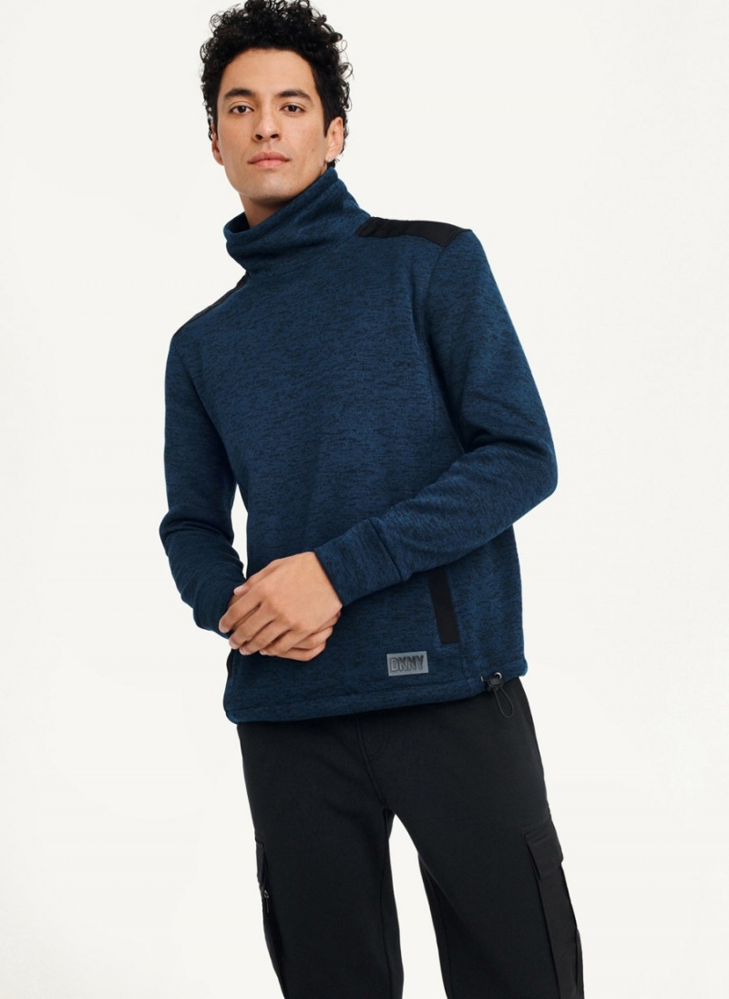 Navy Men\'s DKNY Funnel Neck Pullover Sweatshirts | Australia-D1471