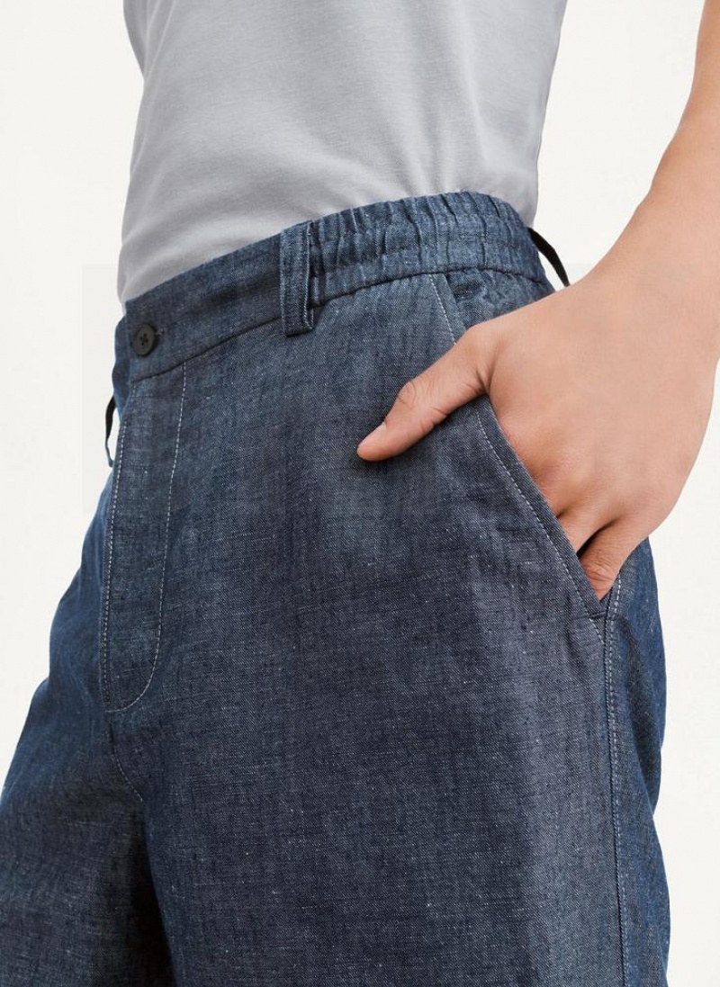 Navy Men's DKNY Linens Pants | Australia-D1114