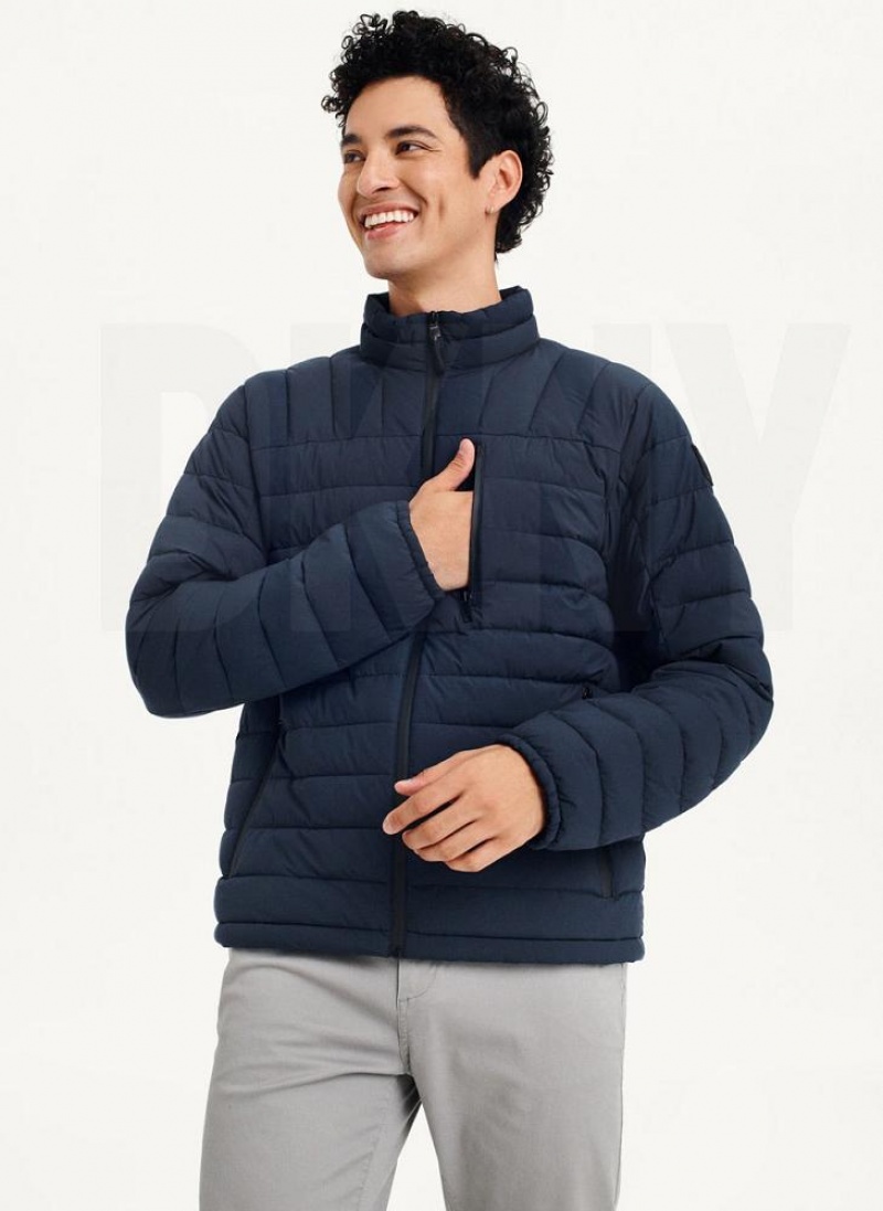 Navy Men's DKNY Packable Puffer Jacket | Australia-D1599