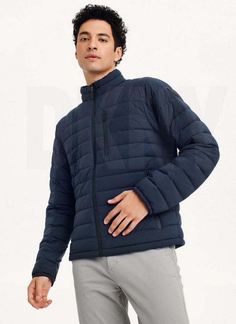 Navy Men's DKNY Packable Puffer Jacket | Australia-D1599