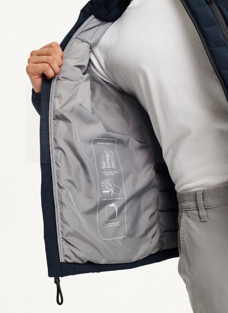 Navy Men's DKNY Packable Puffer Jacket | Australia-D1599