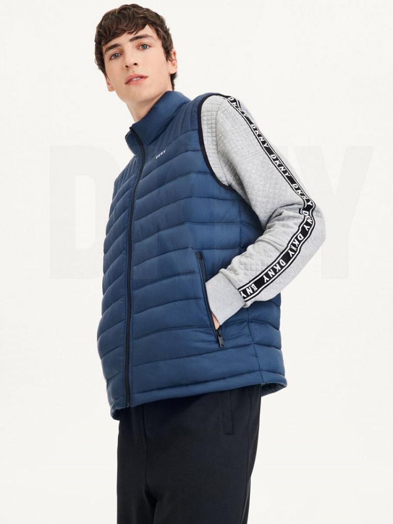 Navy Men's DKNY Packable Quilted Vest Jackets | Australia-D0974