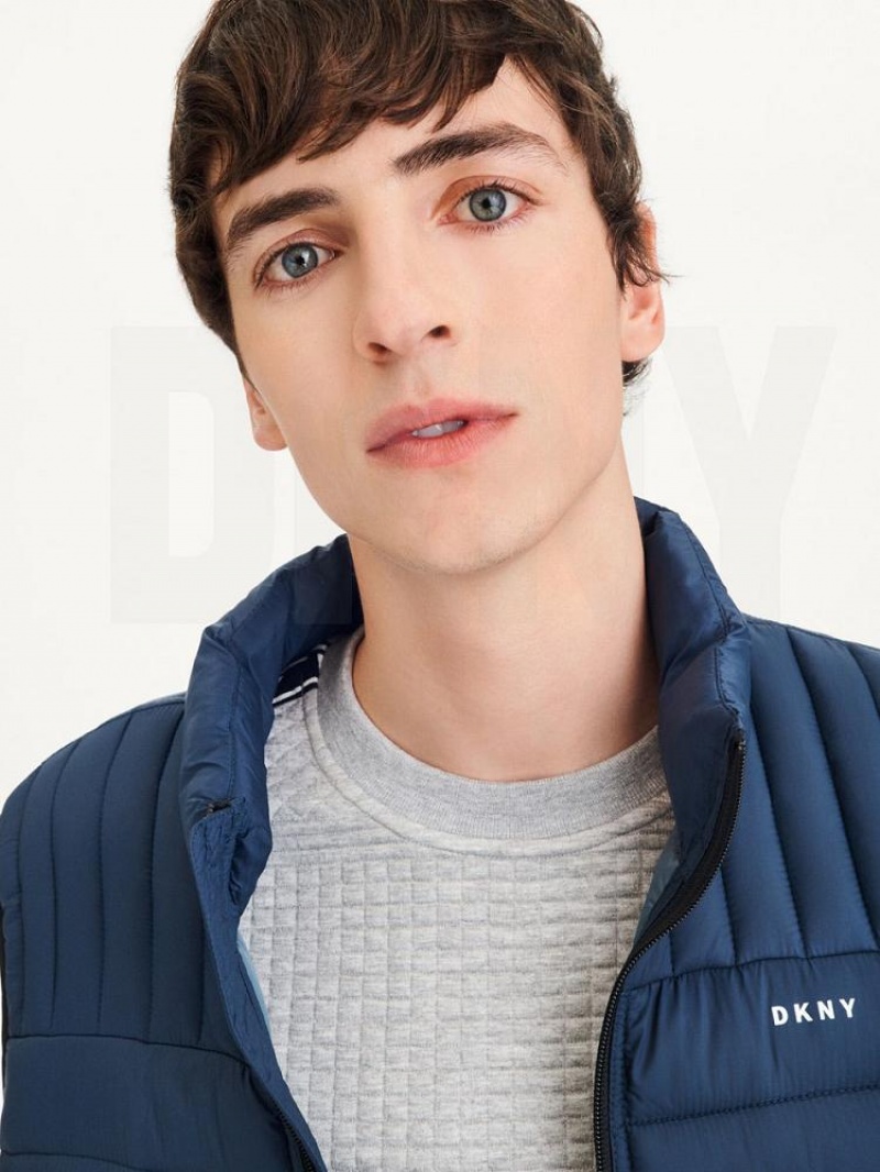 Navy Men's DKNY Packable Quilted Vest Jackets | Australia-D0974