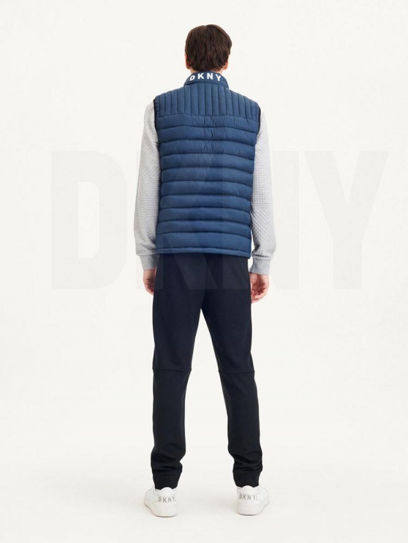Navy Men's DKNY Packable Quilted Vest Jackets | Australia-D0974
