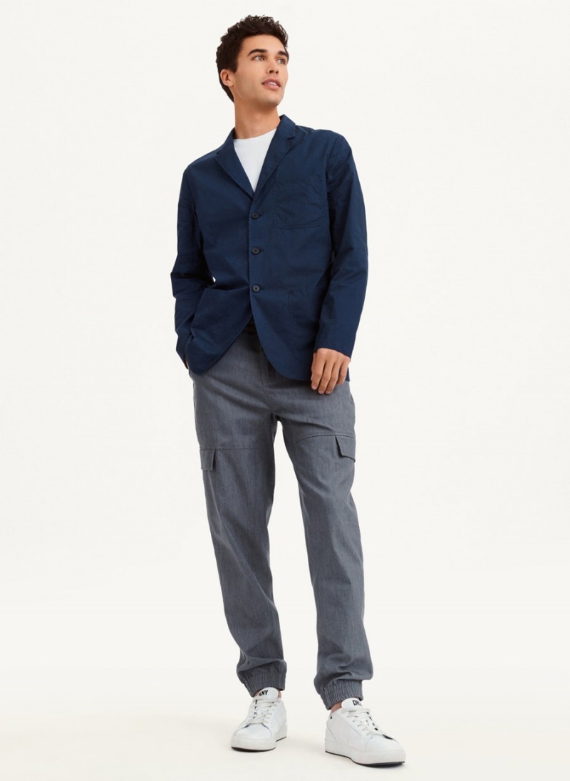 Navy Men's DKNY Poplin Blazers | Australia-D0292