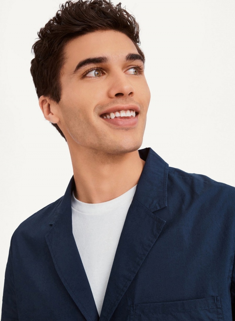 Navy Men's DKNY Poplin Blazers | Australia-D0292