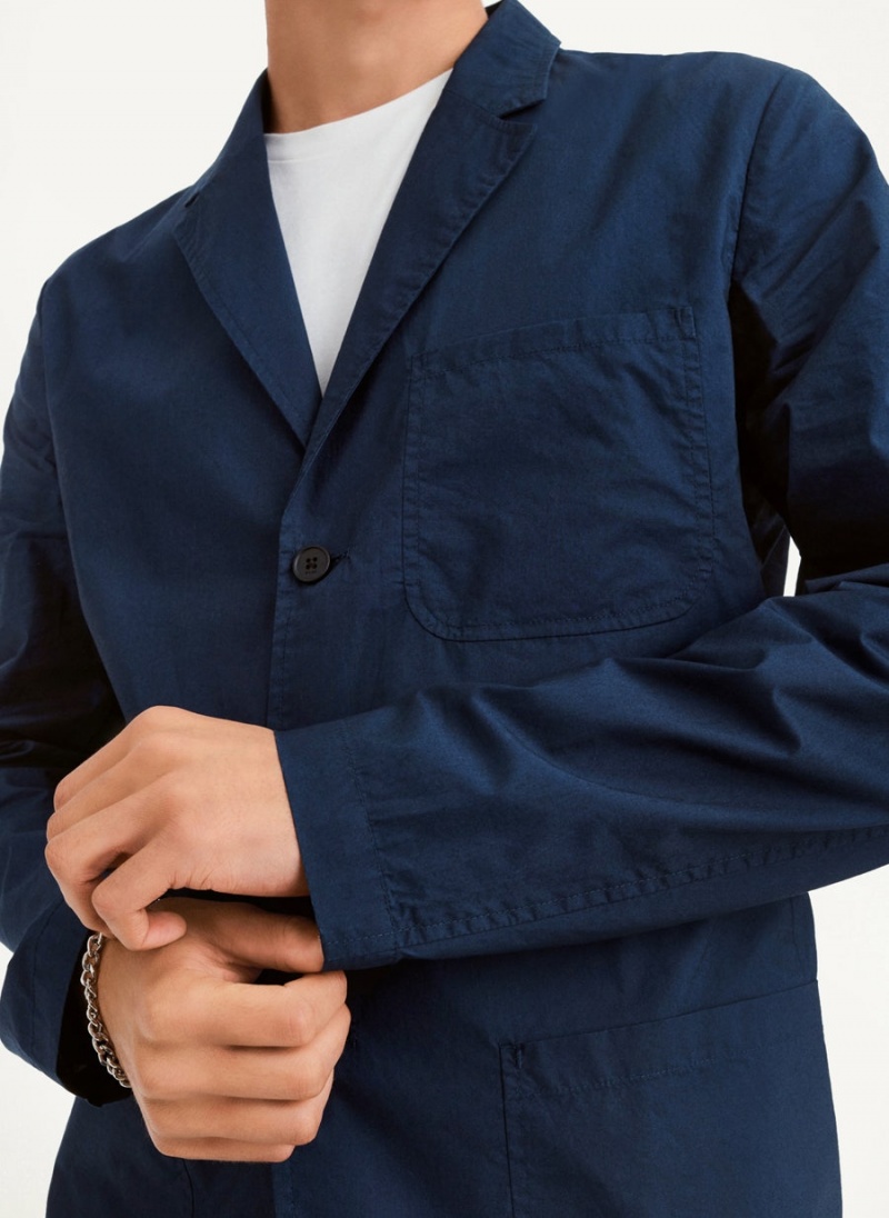 Navy Men's DKNY Poplin Blazers | Australia-D0292