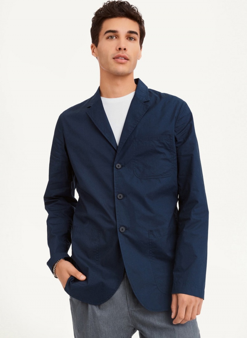 Navy Men\'s DKNY Poplin Blazers | Australia-D0292