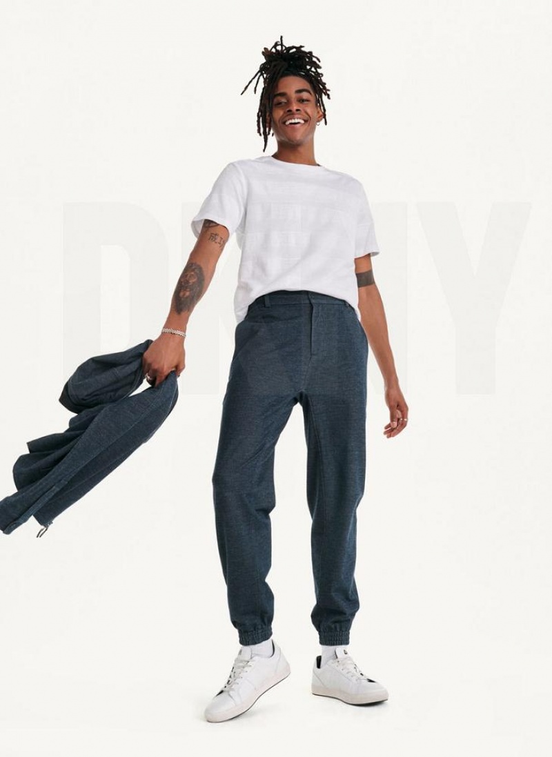 Navy Men's DKNY Twill Knit Joggers | Australia-D1750
