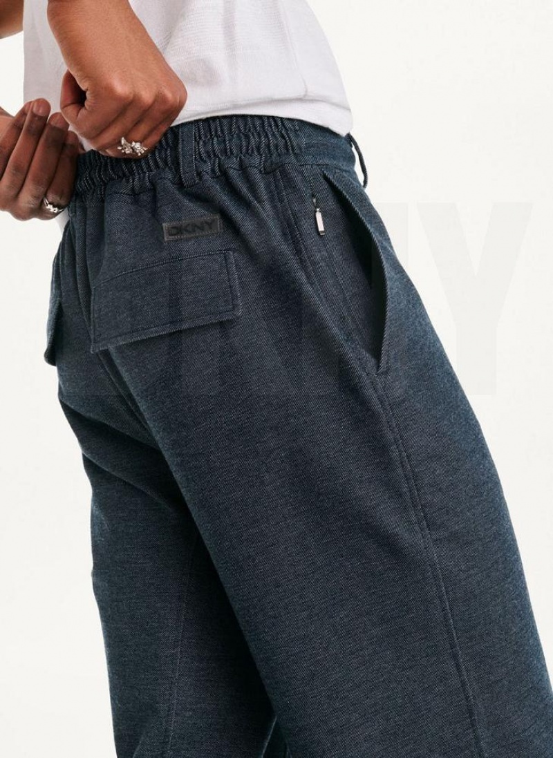 Navy Men's DKNY Twill Knit Joggers | Australia-D1750