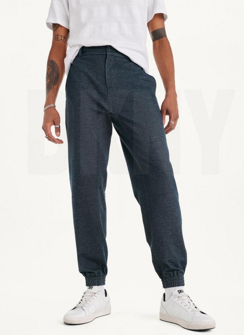 Navy Men\'s DKNY Twill Knit Joggers | Australia-D1750
