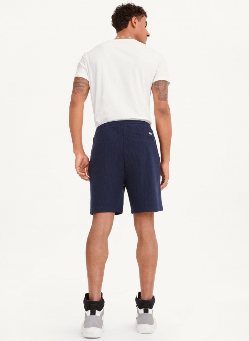 Navy Men's DKNY Vertical Effect Knit Shorts | Australia-D1696