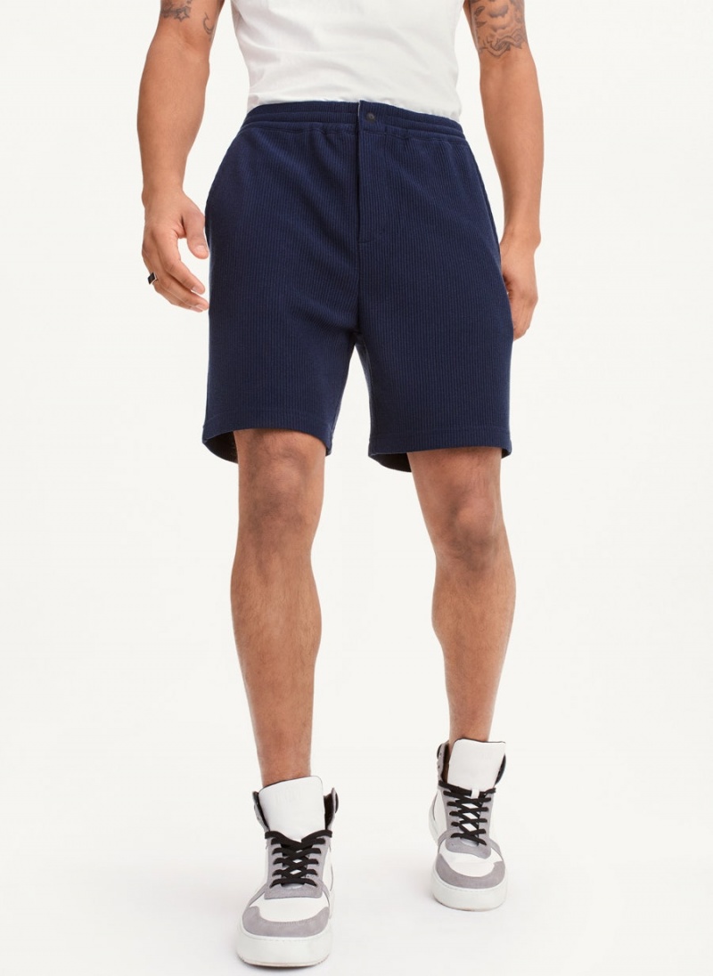 Navy Men's DKNY Vertical Effect Knit Shorts | Australia-D1696