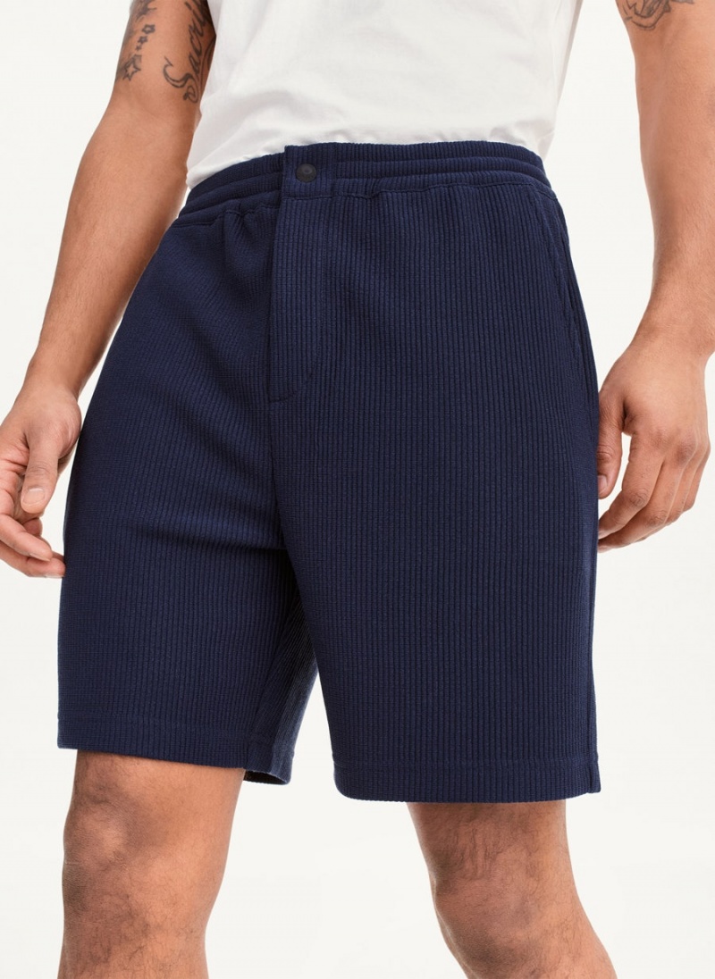 Navy Men\'s DKNY Vertical Effect Knit Shorts | Australia-D1696