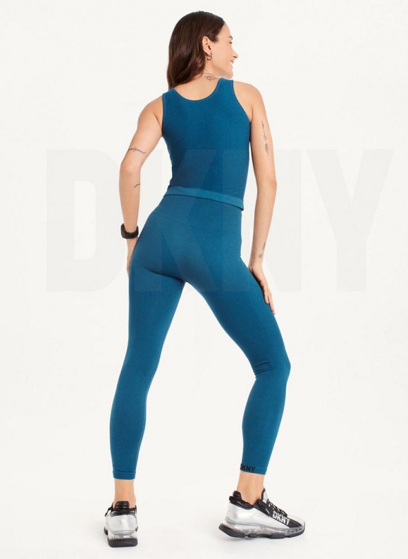 Navy Women's DKNY Twill Seamless Leggings | Australia-D1881