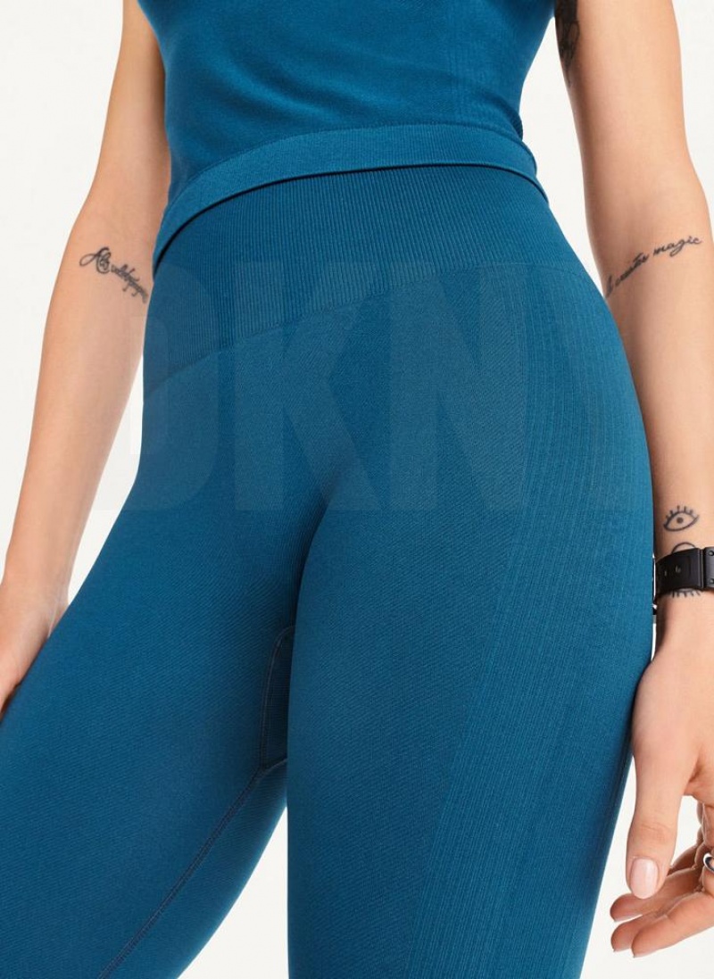 Navy Women's DKNY Twill Seamless Leggings | Australia-D1881