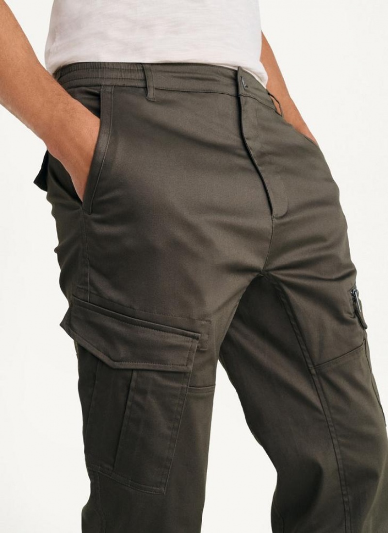 Olive Men's DKNY Cotton Sateen Joggers | Australia-D1359
