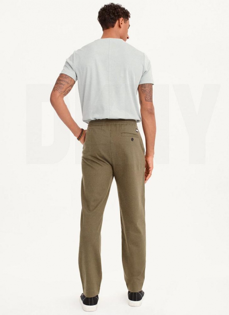 Olive Men's DKNY Knit Texture Pants | Australia-D0685