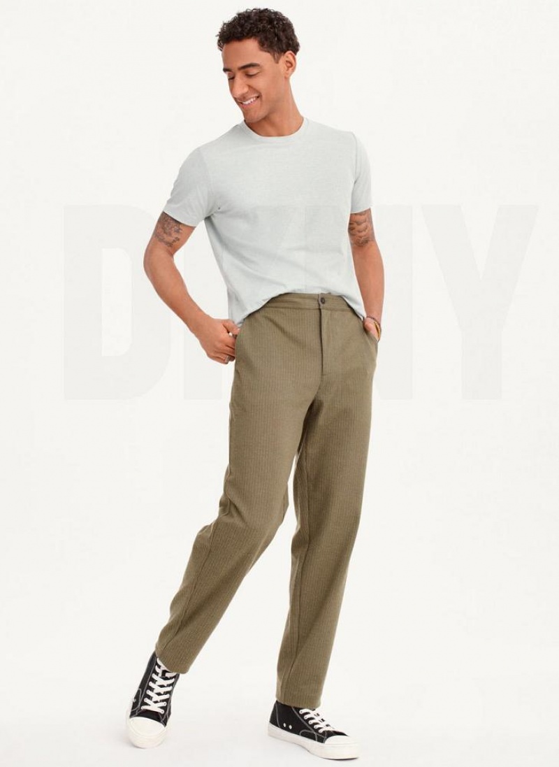 Olive Men's DKNY Knit Texture Pants | Australia-D0685