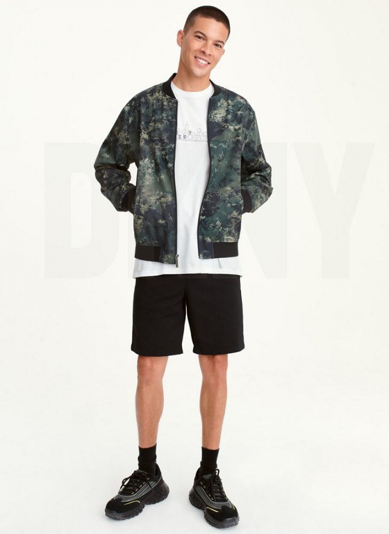 Olive Men's DKNY Leaf Camo Bomber Jackets | Australia-D0109