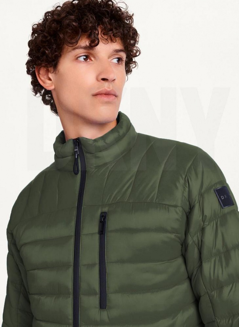 Olive Men's DKNY Packable Puffer Jacket | Australia-D1625