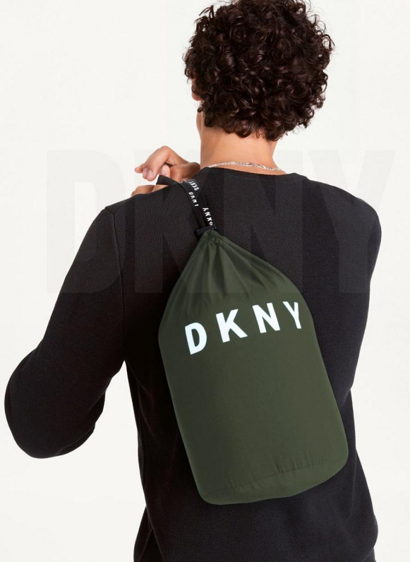 Olive Men's DKNY Packable Puffer Jacket | Australia-D1625