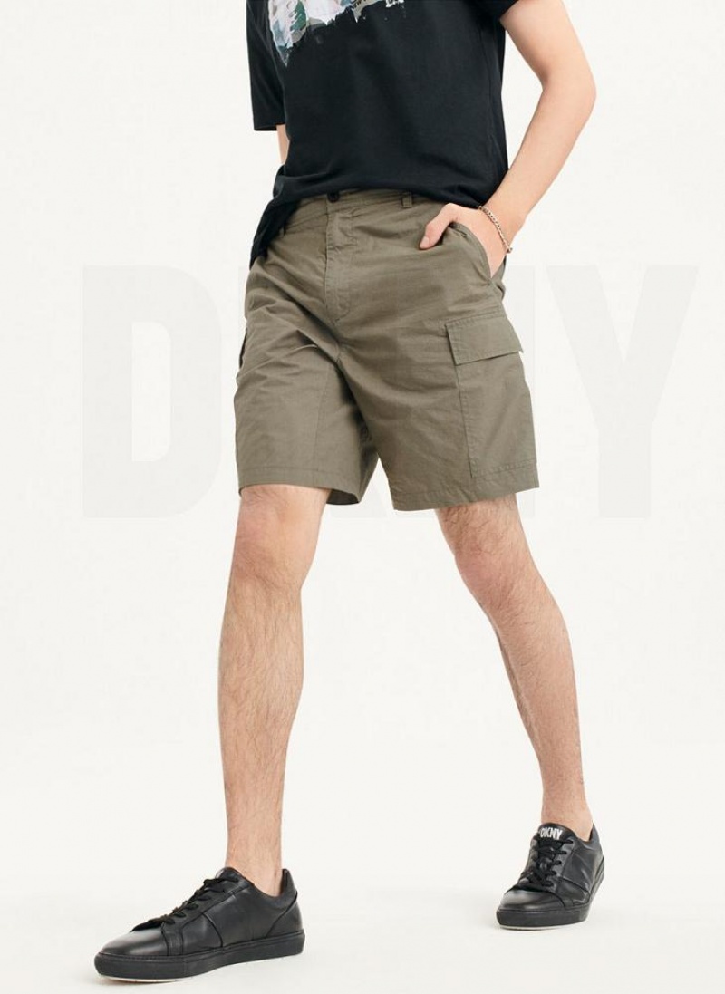 Olive Men's DKNY Poplin Cargo Shorts | Australia-D0929