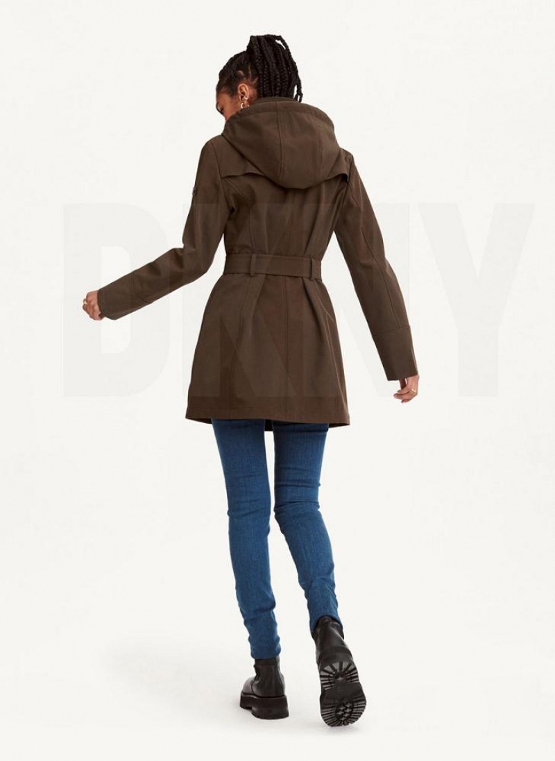 Olive Women's DKNY Softshell Meshback With Belt Jackets | Australia-D0140