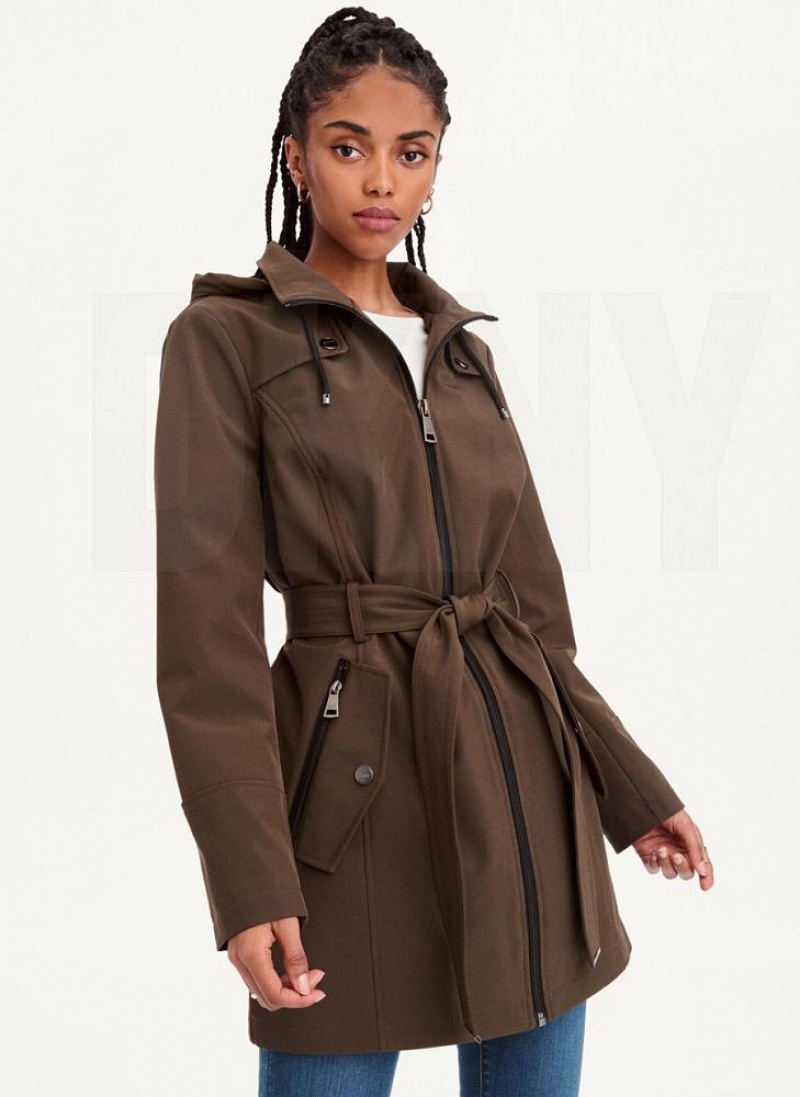 Olive Women\'s DKNY Softshell Meshback With Belt Jackets | Australia-D0140