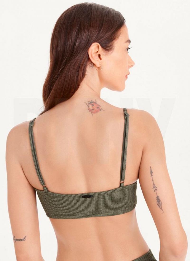 Olive Women's DKNY Straight Neck Bikini Top | Australia-D0697