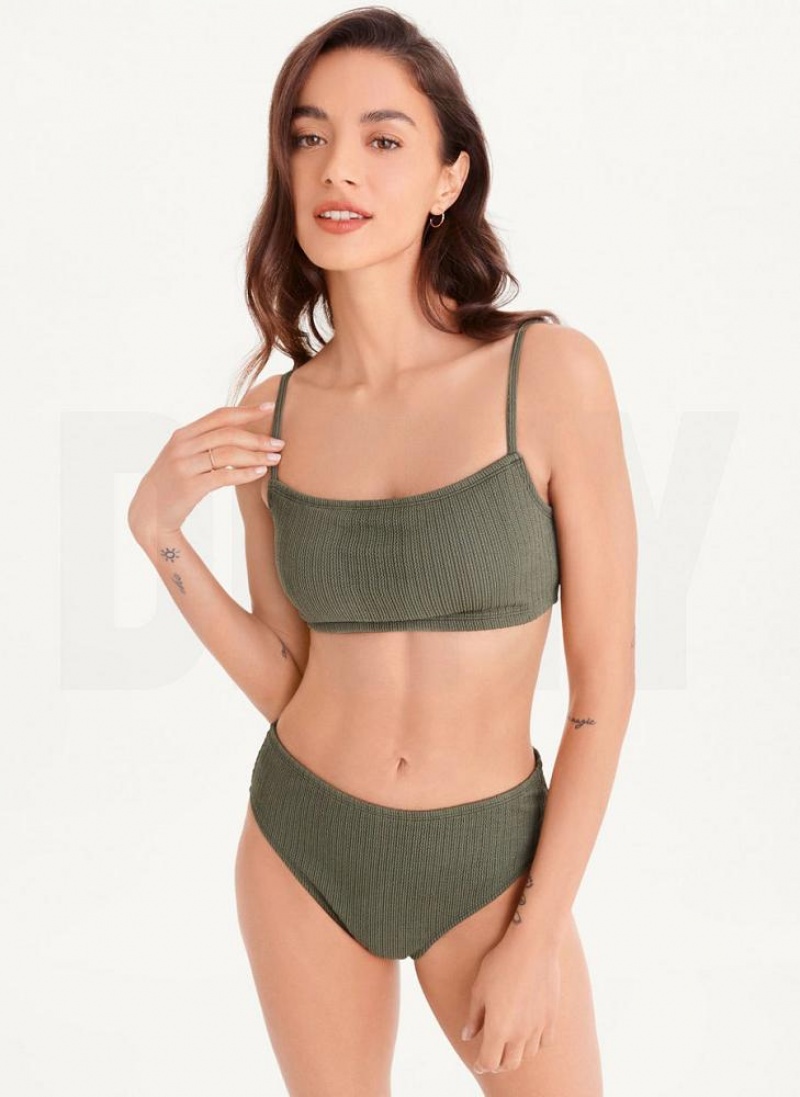 Olive Women's DKNY Straight Neck Bikini Top | Australia-D0697