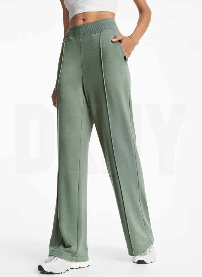 Olive Women\'s DKNY Wide Leg Greenwich Pintuck Pants | Australia-D0972