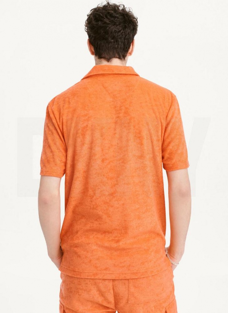 Orange Men's DKNY Blend Toweling Short Sleeve Knit Shirts | Australia-D0882
