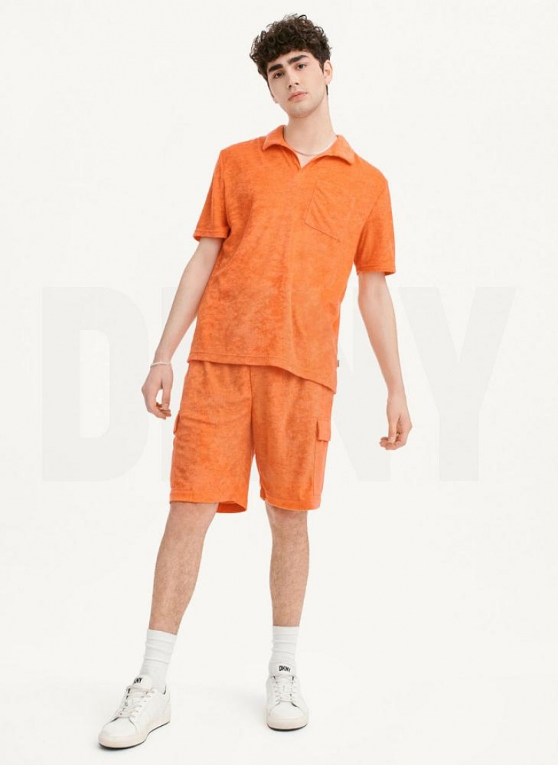 Orange Men's DKNY Blend Toweling Short Sleeve Knit Shirts | Australia-D0882