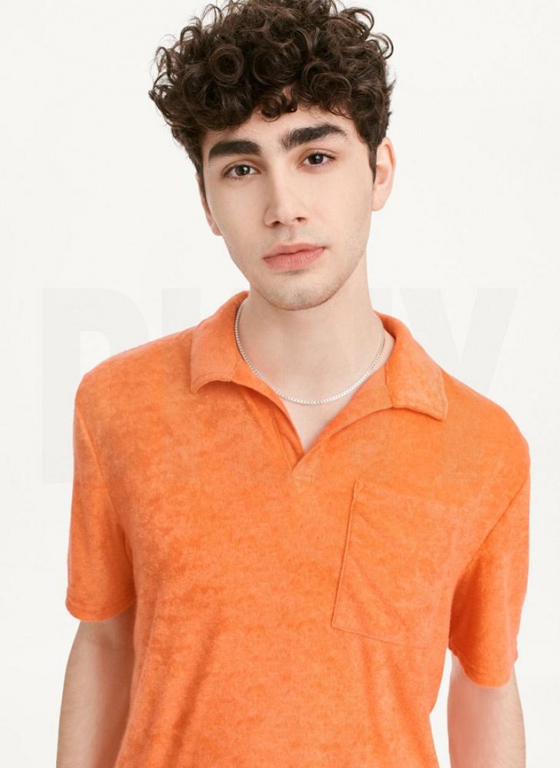 Orange Men's DKNY Blend Toweling Short Sleeve Knit Shirts | Australia-D0882