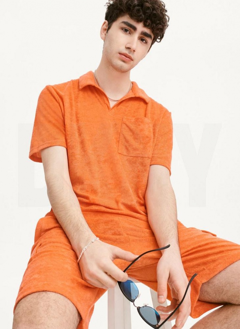Orange Men\'s DKNY Blend Toweling Short Sleeve Knit Shirts | Australia-D0882