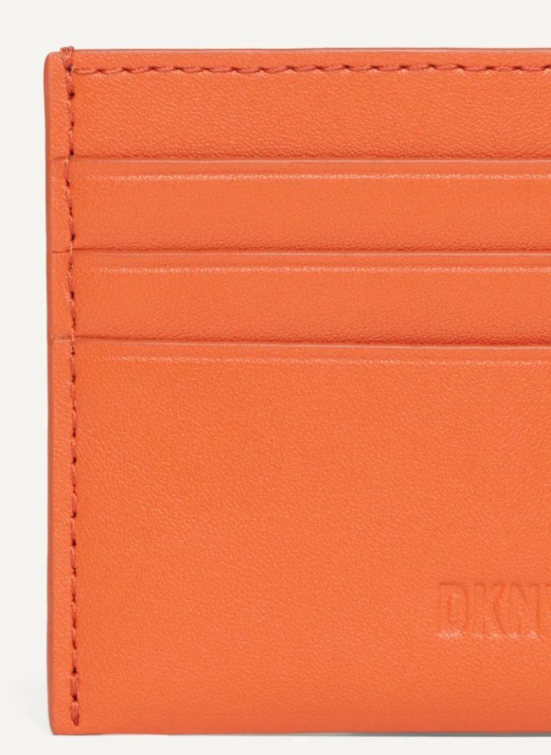 Orange Men's DKNY Card Case Wallets | Australia-D0969