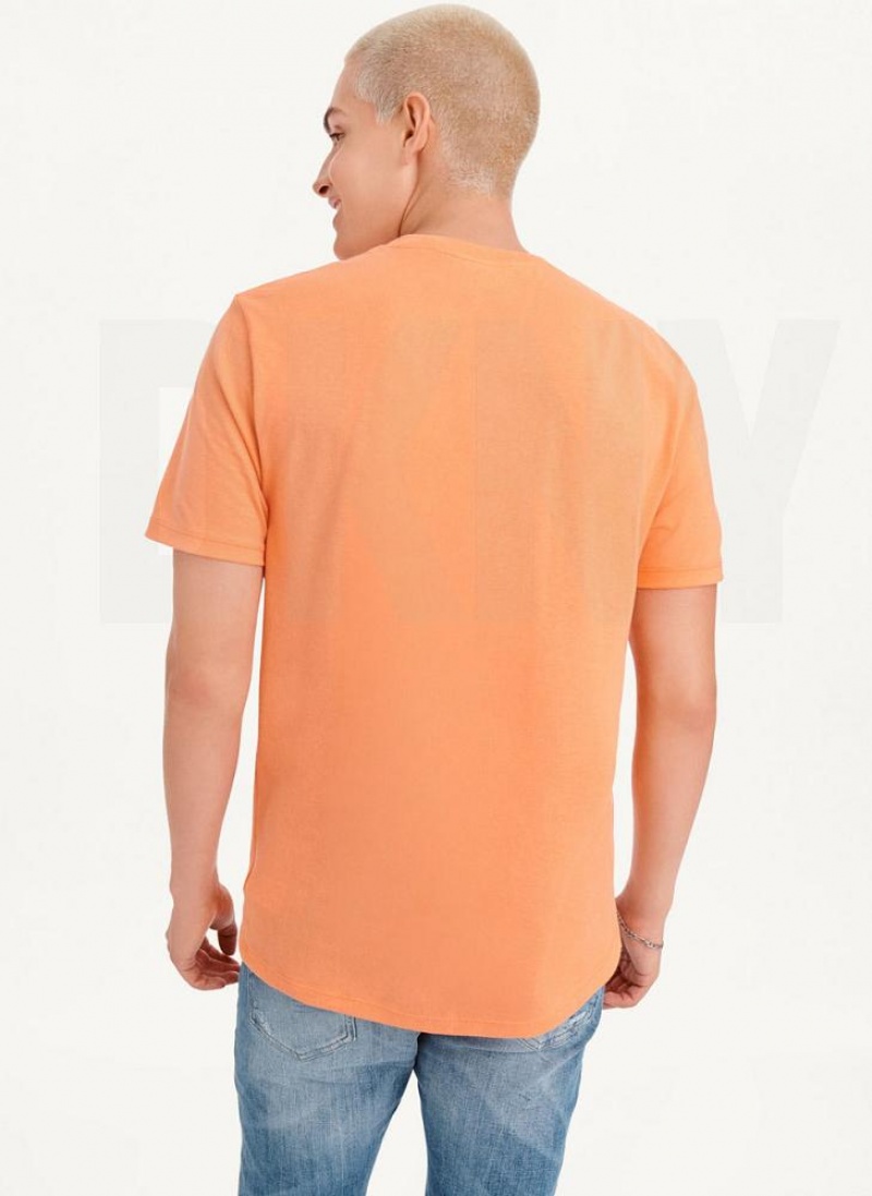 Orange Men's DKNY Exploded Palms Print Ss Knit T Shirts | Australia-D0484