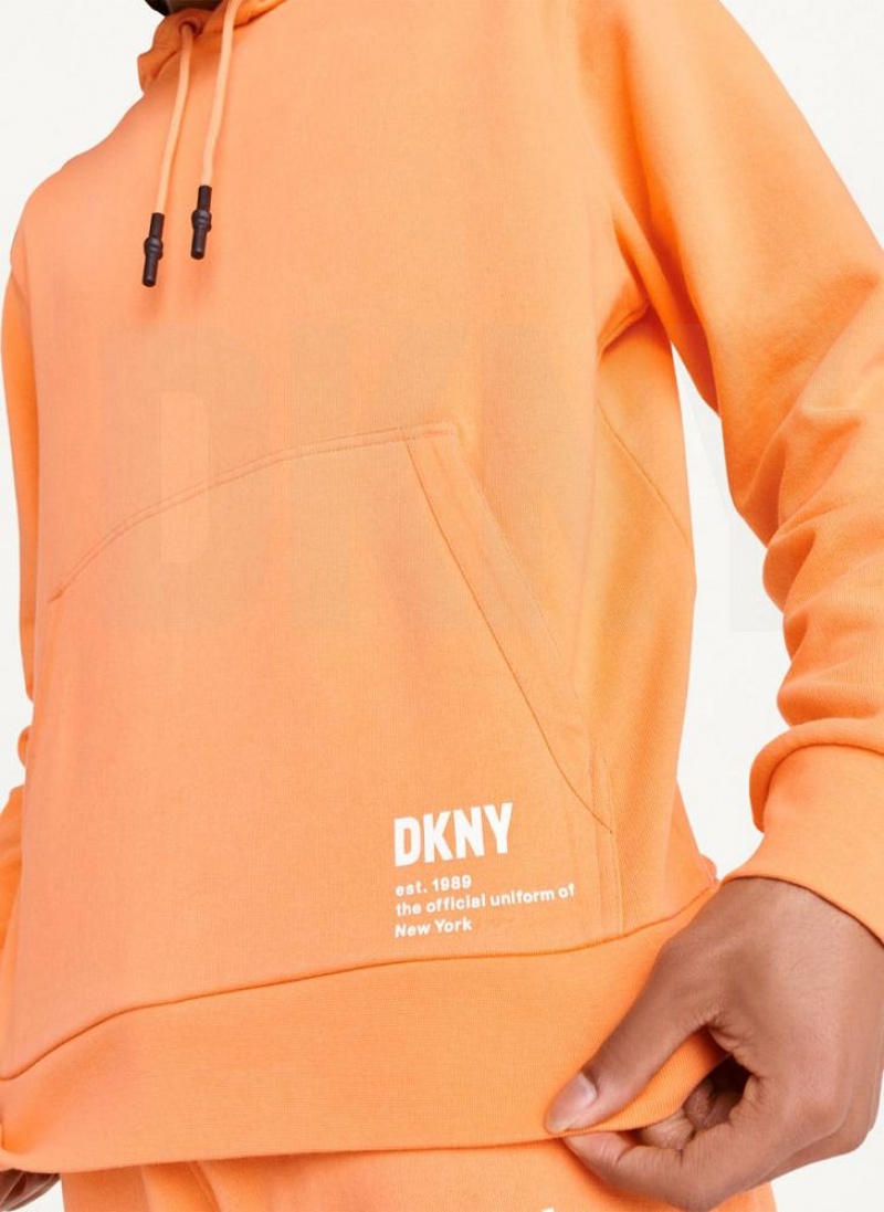 Orange Men's DKNY French Terry Hoodies | Australia-D0269