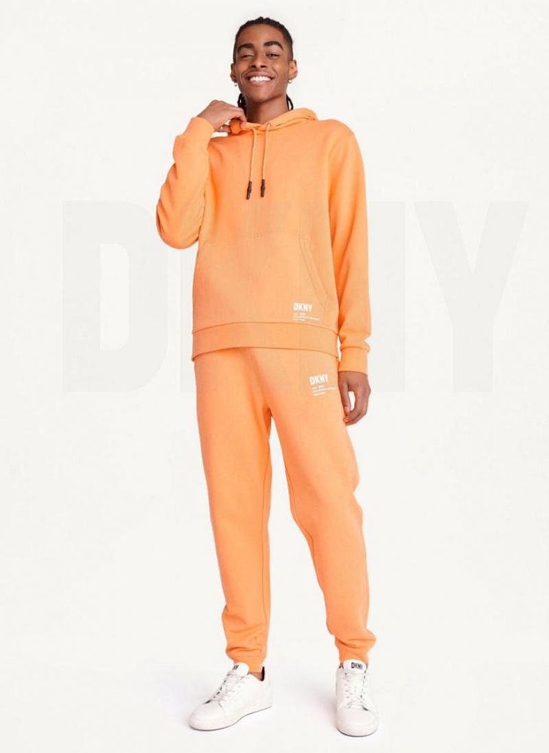 Orange Men's DKNY French Terry Hoodies | Australia-D0269