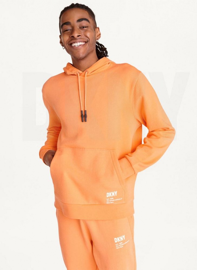 Orange Men\'s DKNY French Terry Hoodies | Australia-D0269