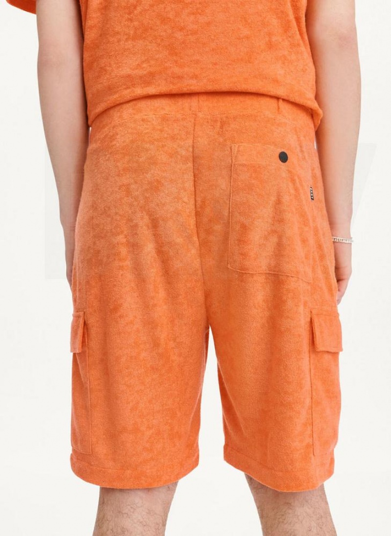 Orange Men's DKNY Toweling Cargo Shorts | Australia-D1160