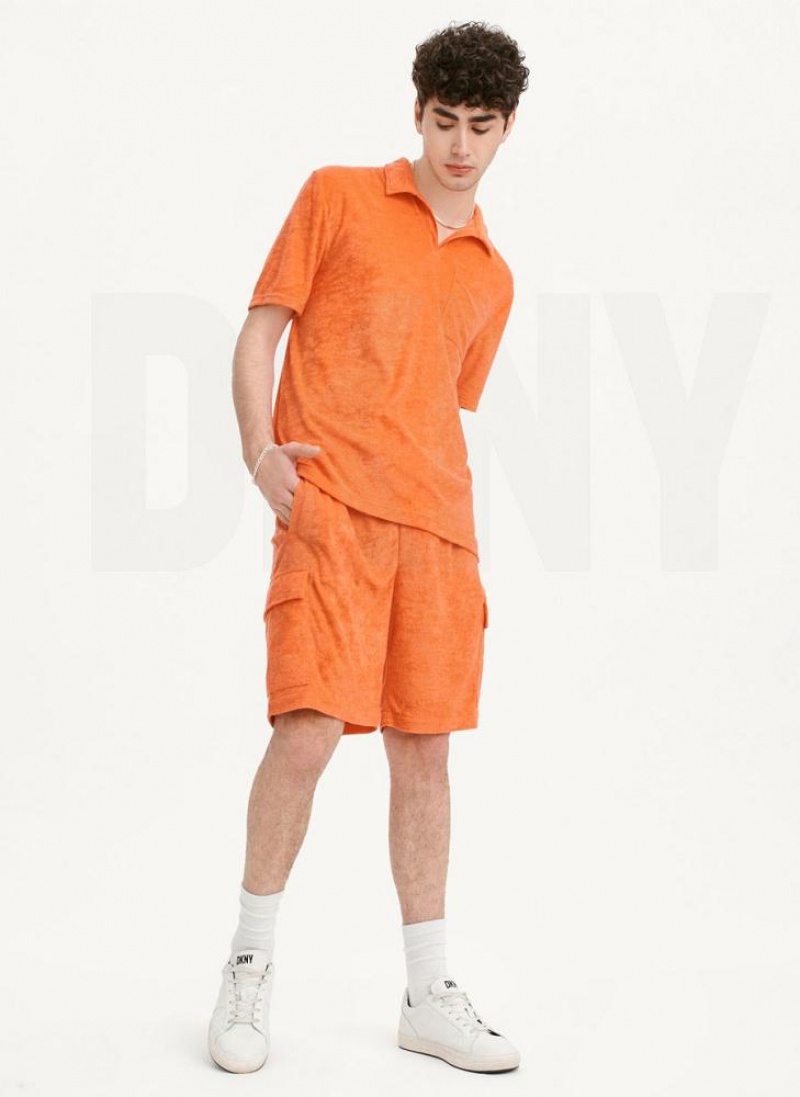 Orange Men's DKNY Toweling Cargo Shorts | Australia-D1160