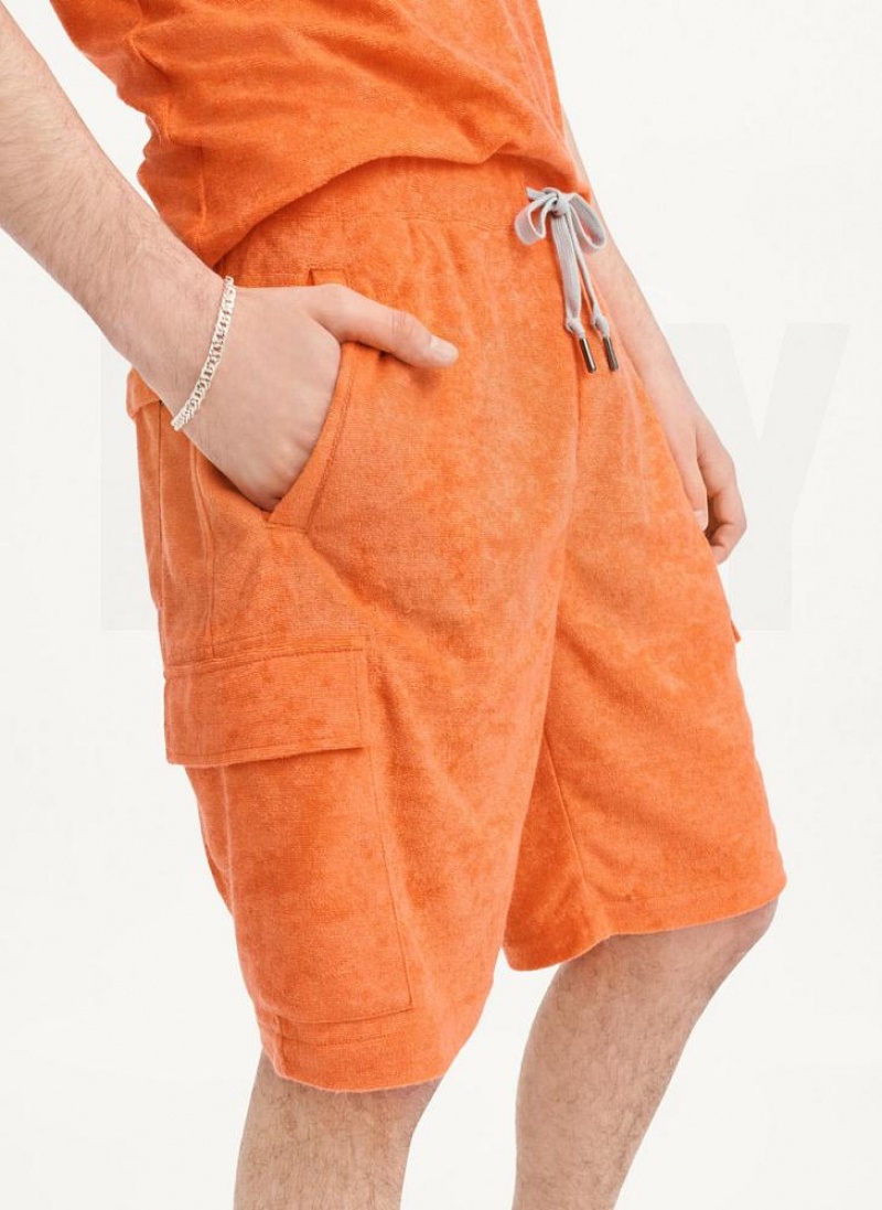 Orange Men's DKNY Toweling Cargo Shorts | Australia-D1160