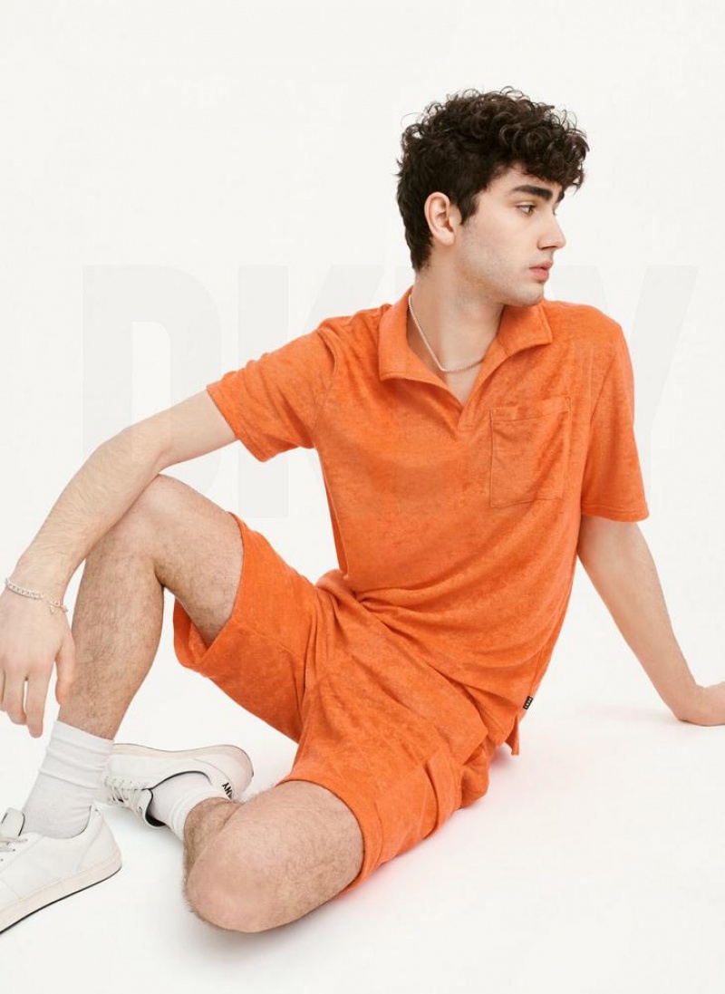 Orange Men's DKNY Toweling Cargo Shorts | Australia-D1160