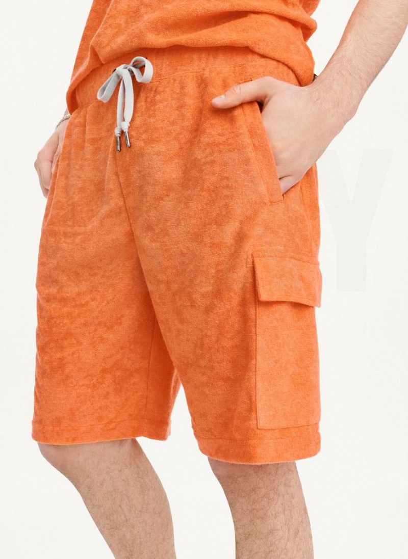 Orange Men\'s DKNY Toweling Cargo Shorts | Australia-D1160