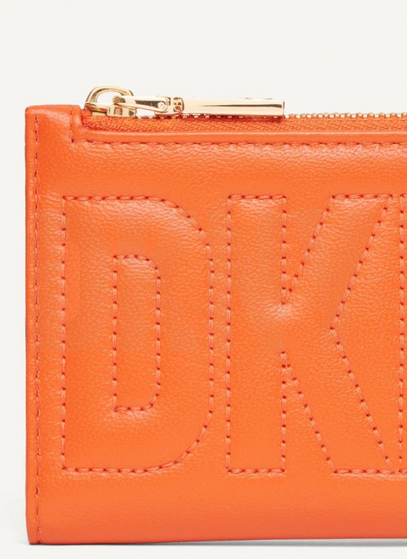 Orange Women's DKNY Elsa Bifold Card Holder Wallets | Australia-D1520