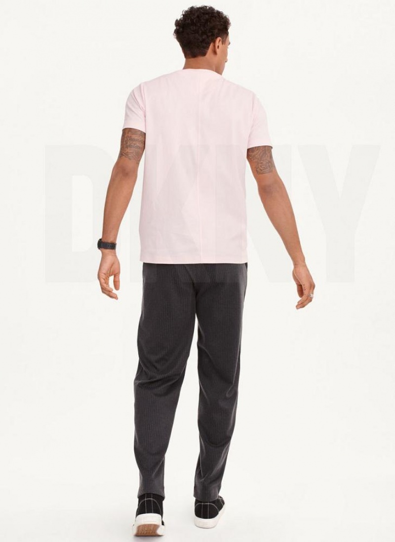 Pink Men's DKNY Cotton Poly Pique T Shirts | Australia-D0565